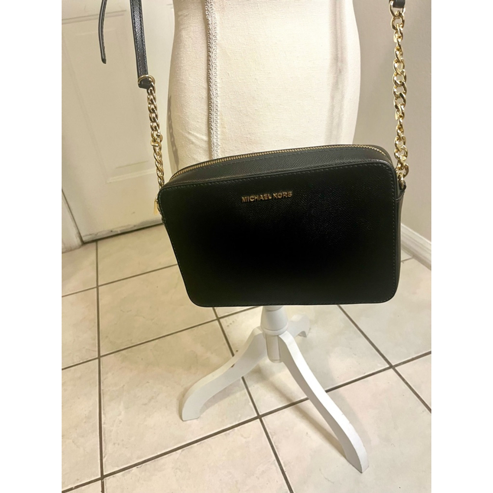 Michael Kors Ginny Leather Crossbody Bag Purse Black - Picture 7 of 9